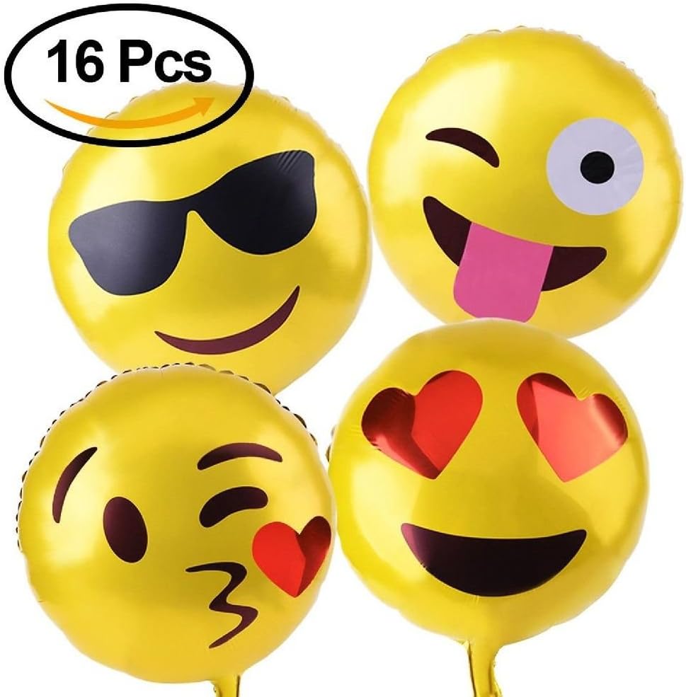 18" Reusable Emoji Mylar Party Balloons Emoji Balloons