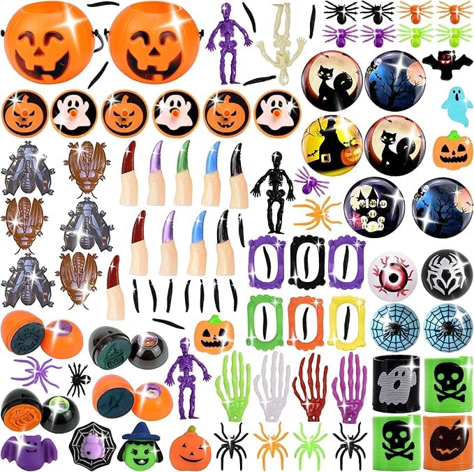 100PCS Halloween Party Bag Fillers for Kids, Halloween Party Favors Assortment Bulk, Gift Set for Carnival-themed Game Prizes School Classroom Rewards ,Carnival Toys Suitable for Children