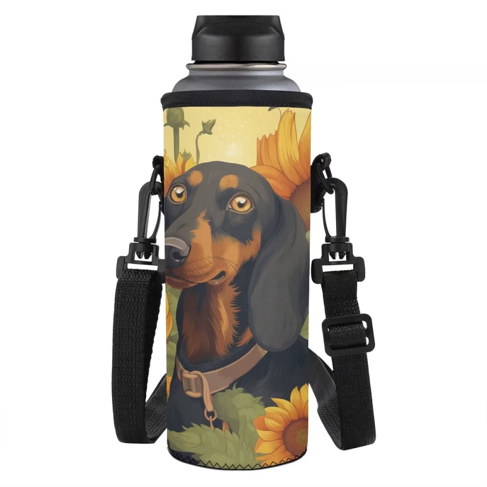 COEQINE Dogs Kids Water Bottle Holder for Sport Gym Bicycle Hiking Sunflower Kids Girls Water Cup Sleeves With Strap - Image 2