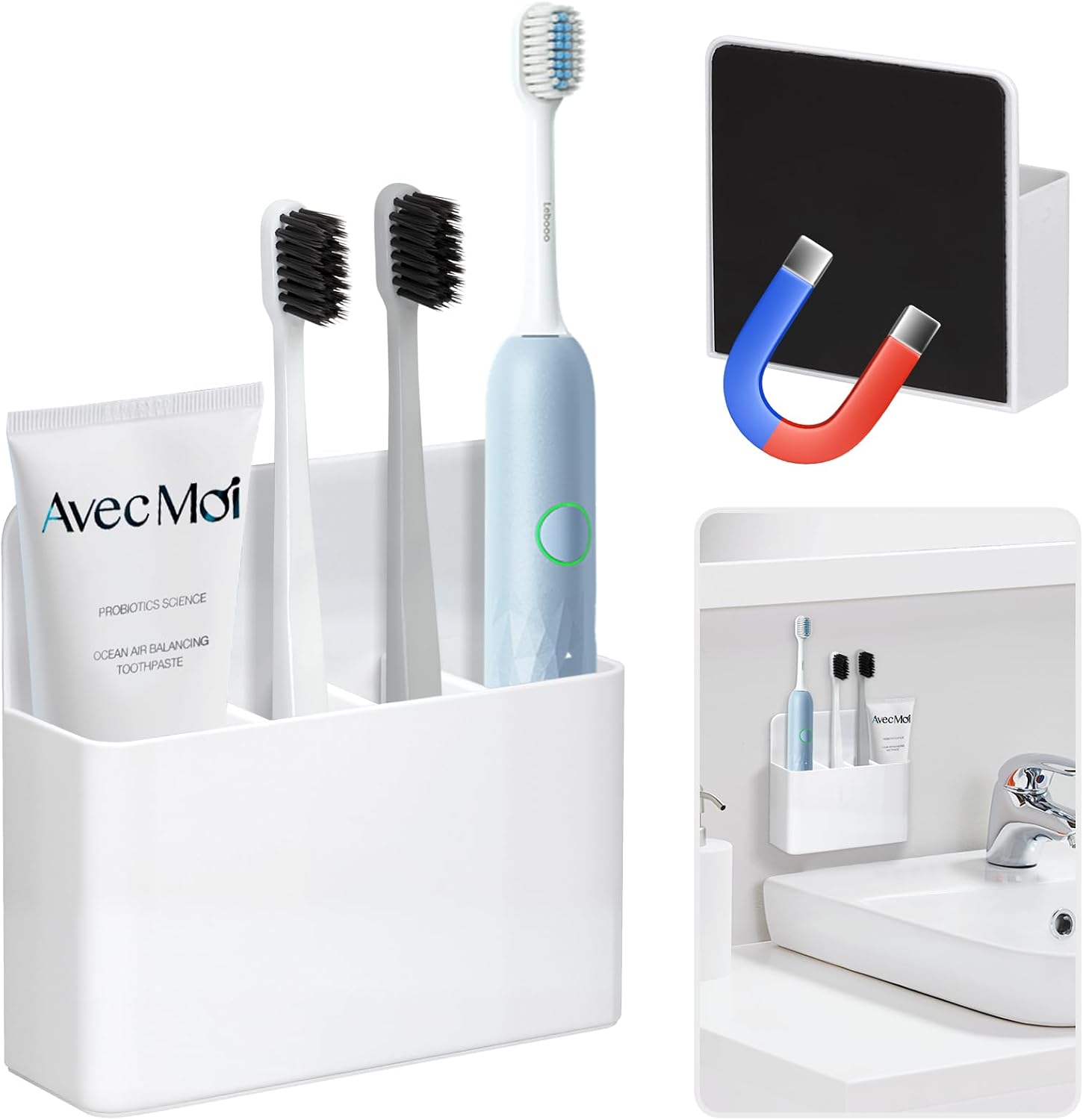 Magnetic Toothbrush Holder for Cruise Ships, Wall-Mounted Bathroom Organizer for Cruise Stateroom, Cruise Essentials and Must Haves 2025&2026 - Amazon product rated Grade B