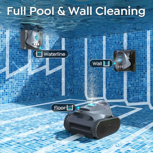 Image of C1 Cordless Robotic Pool Cleaner with 180Mins, Wall Climbing & Waterline Cleaning, Long Runtime, Dual Layers, Automatic Pool Vacuum with APP, Multi Cleaning Modes and Paths, Transparent Slate Navy