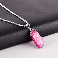 Vista 73 de Natural Raw Herkimer Diamond Quartz Pendant Necklace, Rough Gemstones, Chakra Healing Crystals, Silver Plated, April Birthstone, Handmade, Women