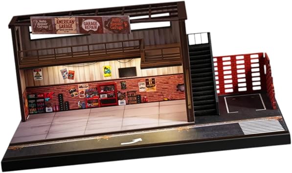 1/64 Scale Diecast Car Display Case, Car Repair Shop Model for Sports Cars
