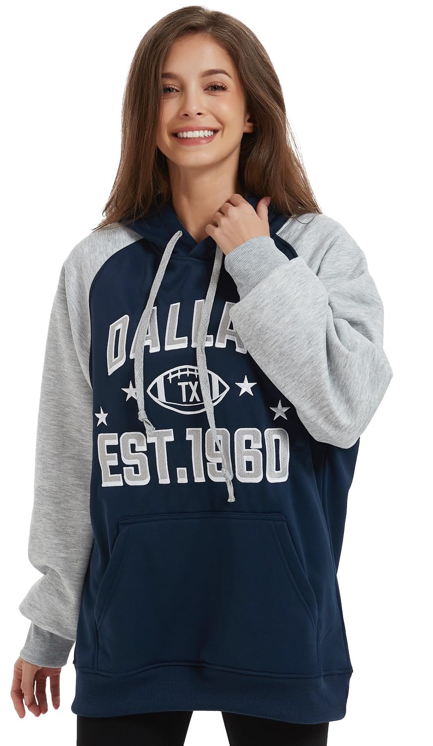 Felpa con Cappuccio da Uomo Dallas in Morbido Cotone Ricamato, dal Navy #3, XL