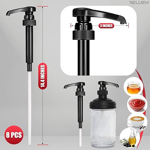 Miniatura 2 de Black Pump Bombas de jarabe de café, 8 unidades, dispensador de crema de café, bomba de leche para botellas de jugo de cereza negra, bomba de lata