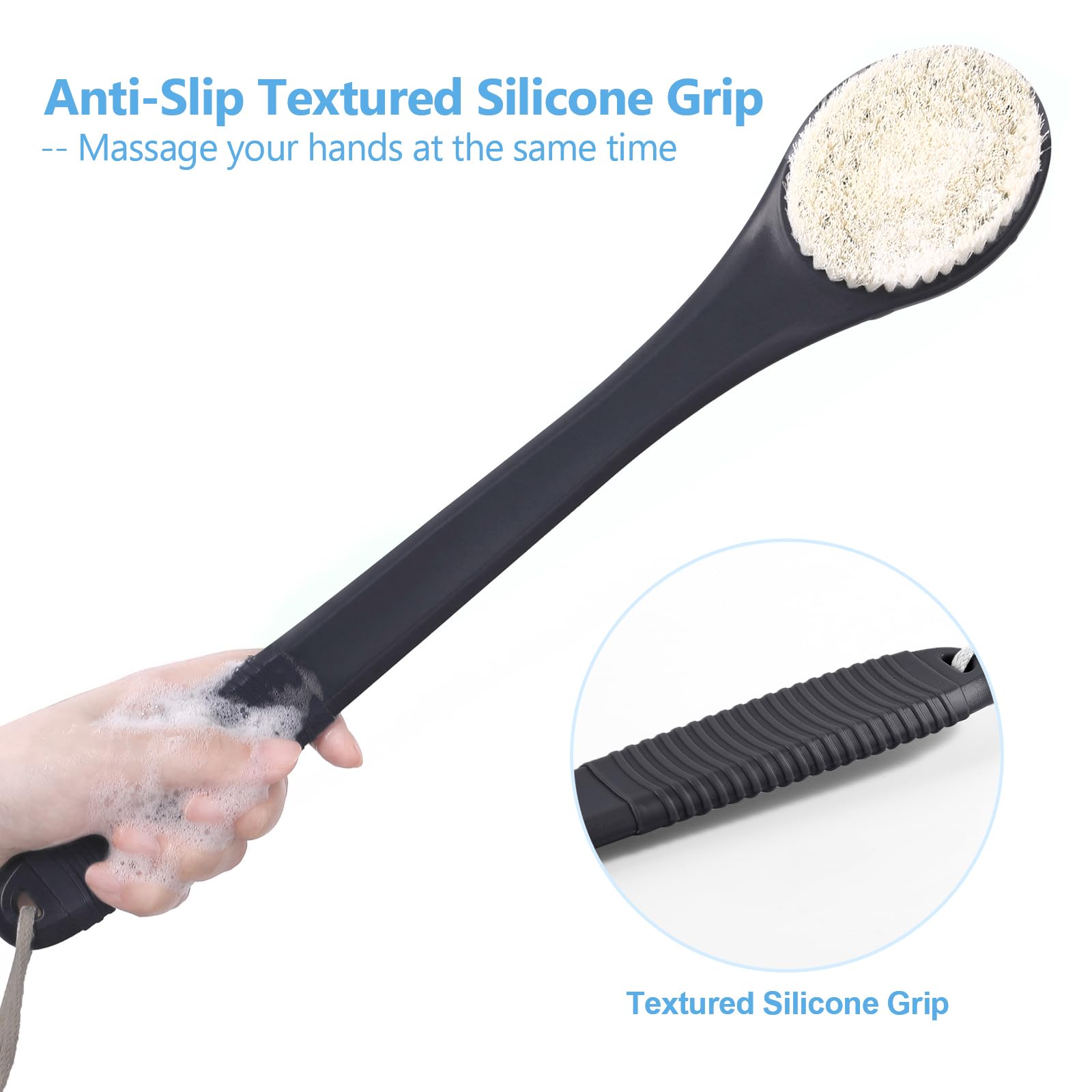 ROLIZOE 17-Inch Back Scrubber for Shower Anti-Slip Exfoliating Body Brush for Bath Gentle Back Brush for Shower for Men and Women - Image 2