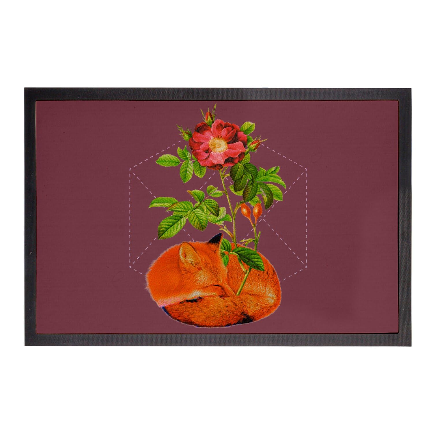 Paillasson rouge renard floral pour sublimer votre entrée style nature