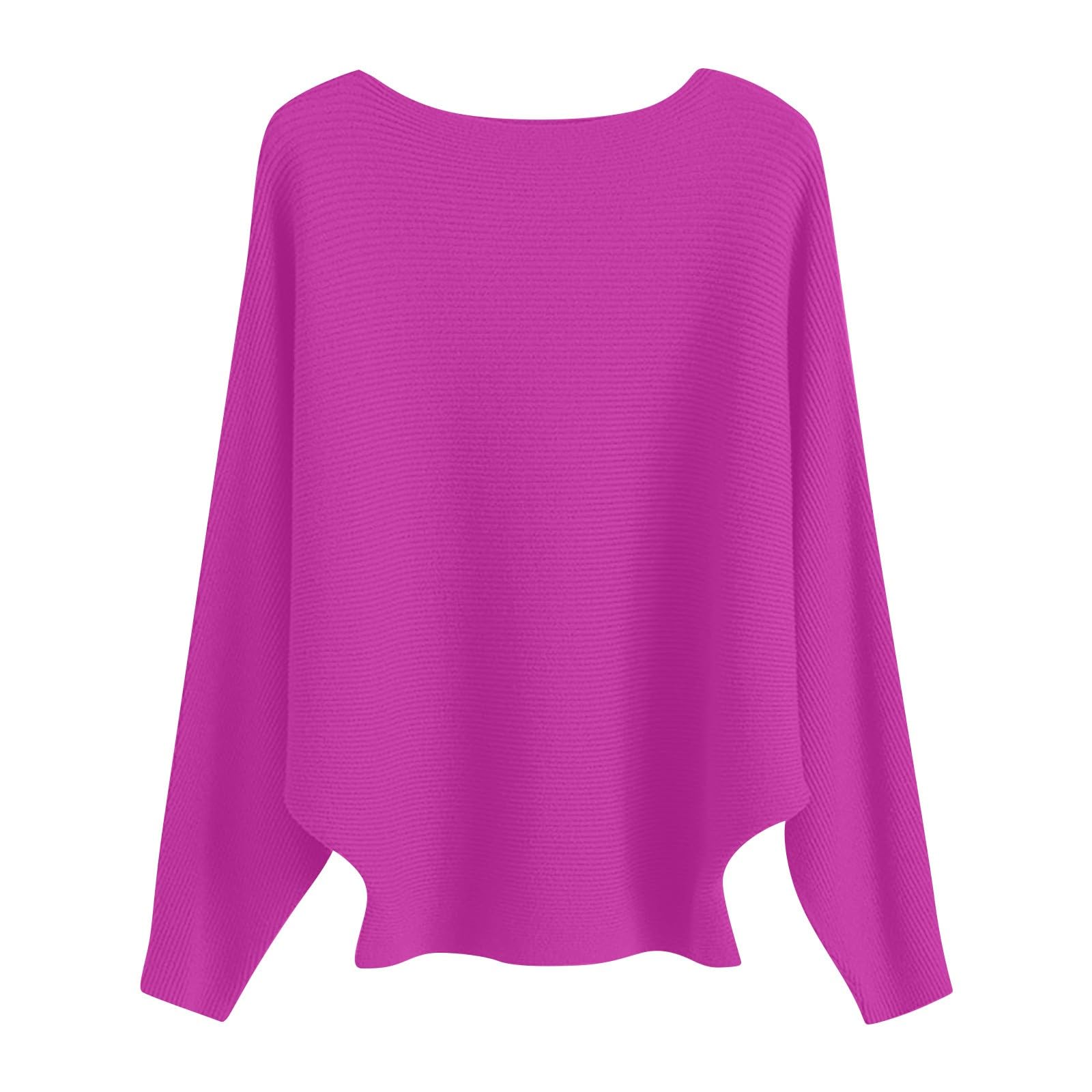 Boat Neck Batwing Sleeves Pullover Dolman Knitted Sweaters and Pullovers Tops for Women