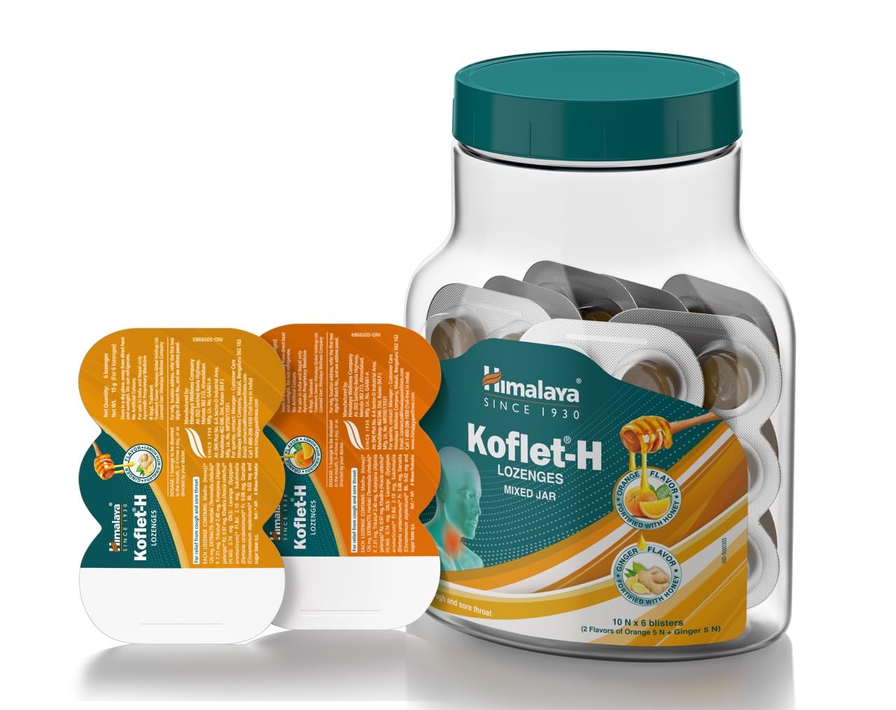Himalaya Koflet-H Lozenges Assorted Jar Pack | Ginger Flavor and Orange Flavor | 10 Blisters of 6 Lozenges | Provides Relief From Cough And Sore Throat | Contains the Goodness of Honey-image-9