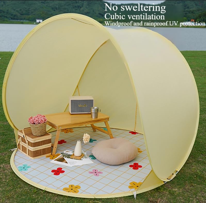 Tenda portatile a lancio rapido, protezione solare per esterni, impermeabile, senza costruzione, tenda da campeggio ad apertura rapida con borsa portaoggetti, adatta per spiaggia, campeggio, ciclismo