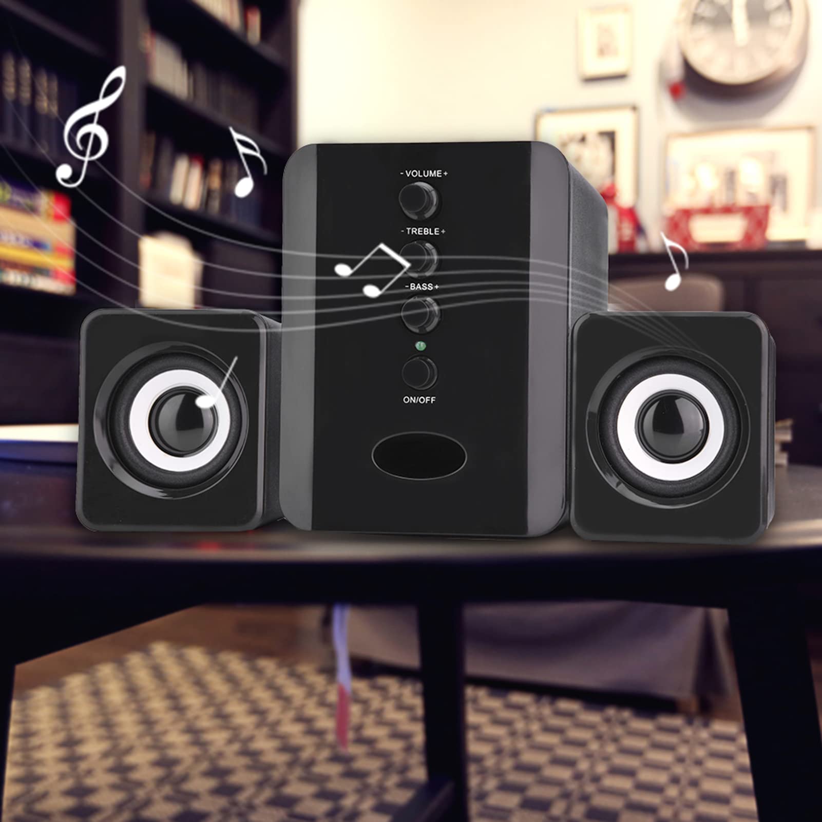 Altavoz con Cable Mini Subwoofer de Sonido Superior para Computadora Portátil y PC: Reproductor de Música bajo Liviano y Portátil (Black)