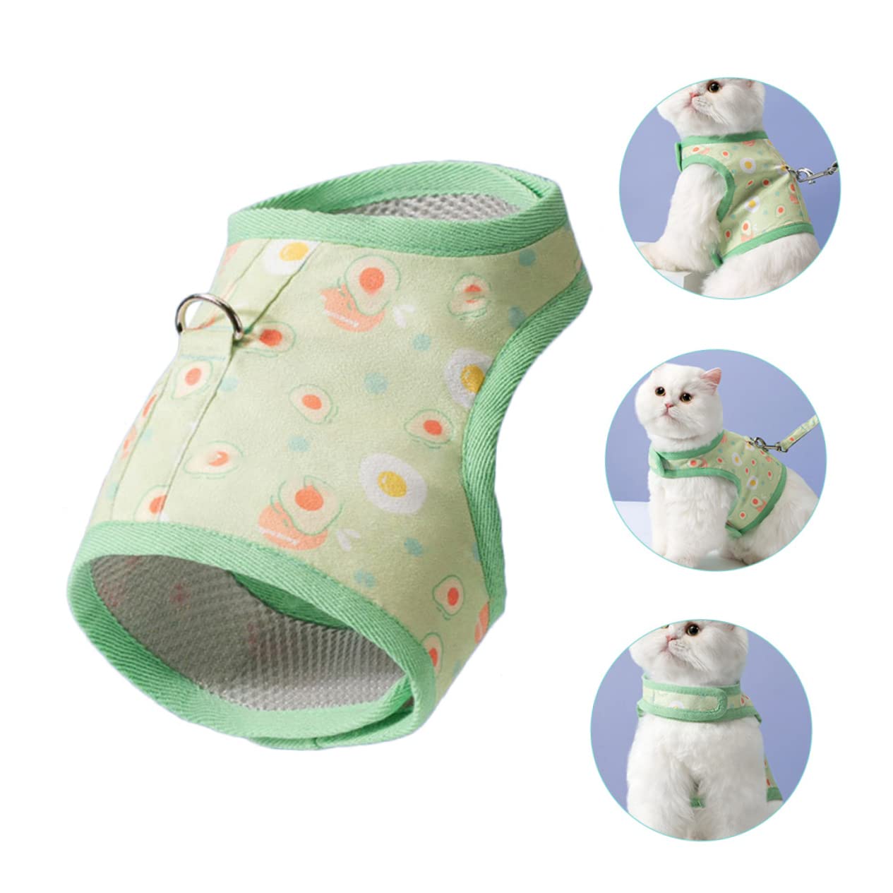 Toddmomy 3juegos Arnés y Correa para Gato con Estampado De Aguacate Chaleco De Malla para Mascotas para Paseos y Entrenamiento