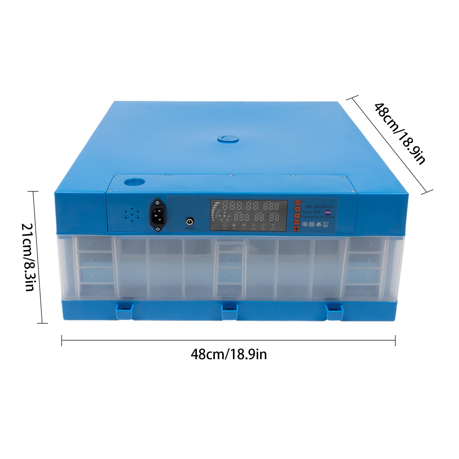 Incubadora totalmente automática para 64 huevos, incubadora de huevos con capacidad para 64 huevos, 360° ventilación digital, cuenta regresiva para gallinas/patos/gansos, azul, criador