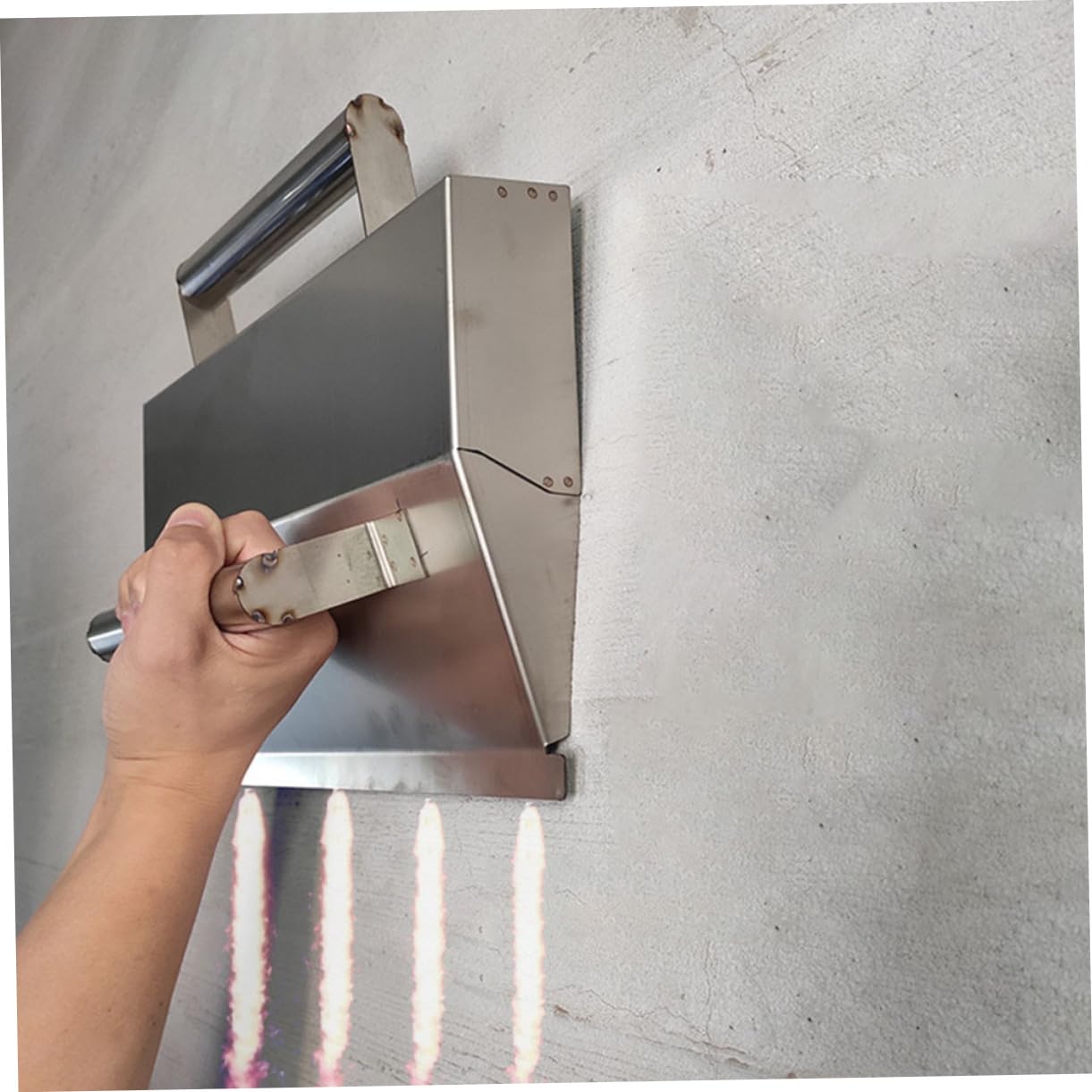 Llana de Albañilería de Acero Inoxidable Plata, Forma Única | Acabado de Hormigón y Limado de Cemento, Diseño Ergonómico, Herramienta Manual Fácil de Usar