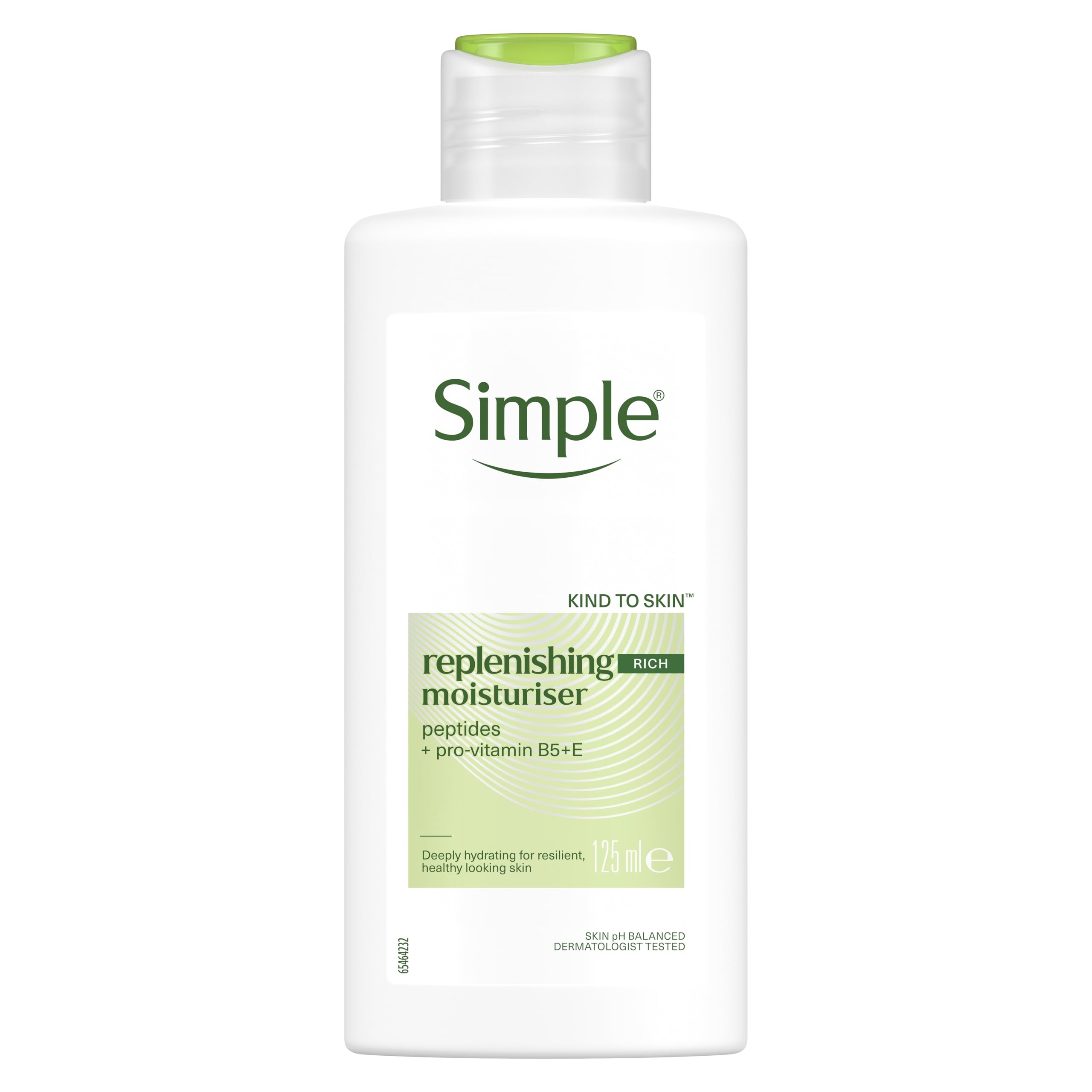 Simple Kind to Skin Replenishing Rich Lotion Moisturiser with Pro-Vitamins B5 + E for Dry, Sensitive Skin 125 ml