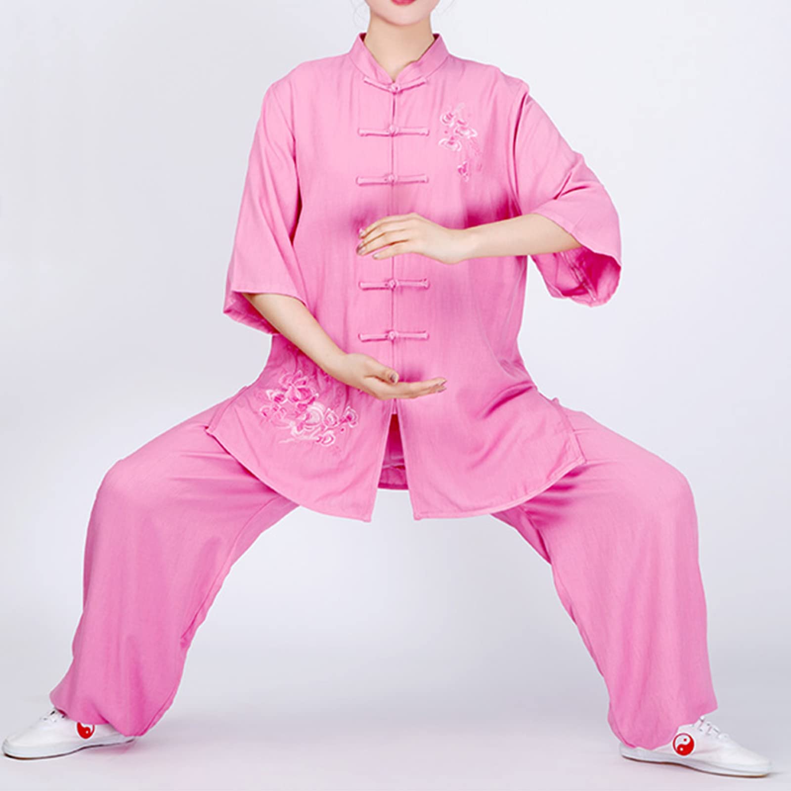 Odzież Tai Chi Mężczyźni Kobiety Bliski Rękaw Klamra Disc Haft Chińska Tradycja Tai Chi Jednolite Miękkie Luźne Odzież Kungfu Odzież Treningowa Grupa Odzież Wydajność,007,XXL