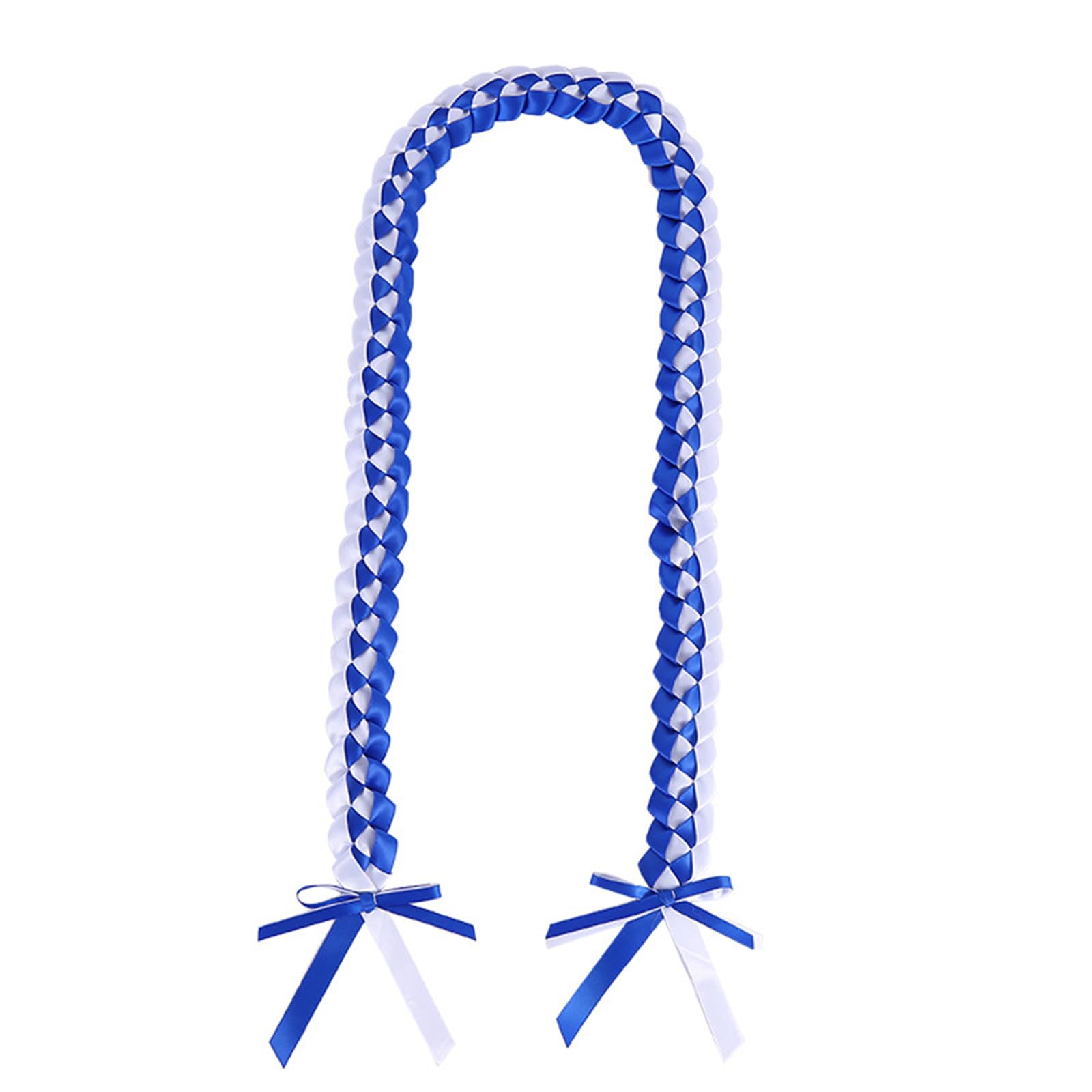 Yrohgkpn White Blue Modern Double Layer Graduation Ribbon Pendant String Braided Rope Wreath Delicate Graduation Ribbon Leis Double Layer