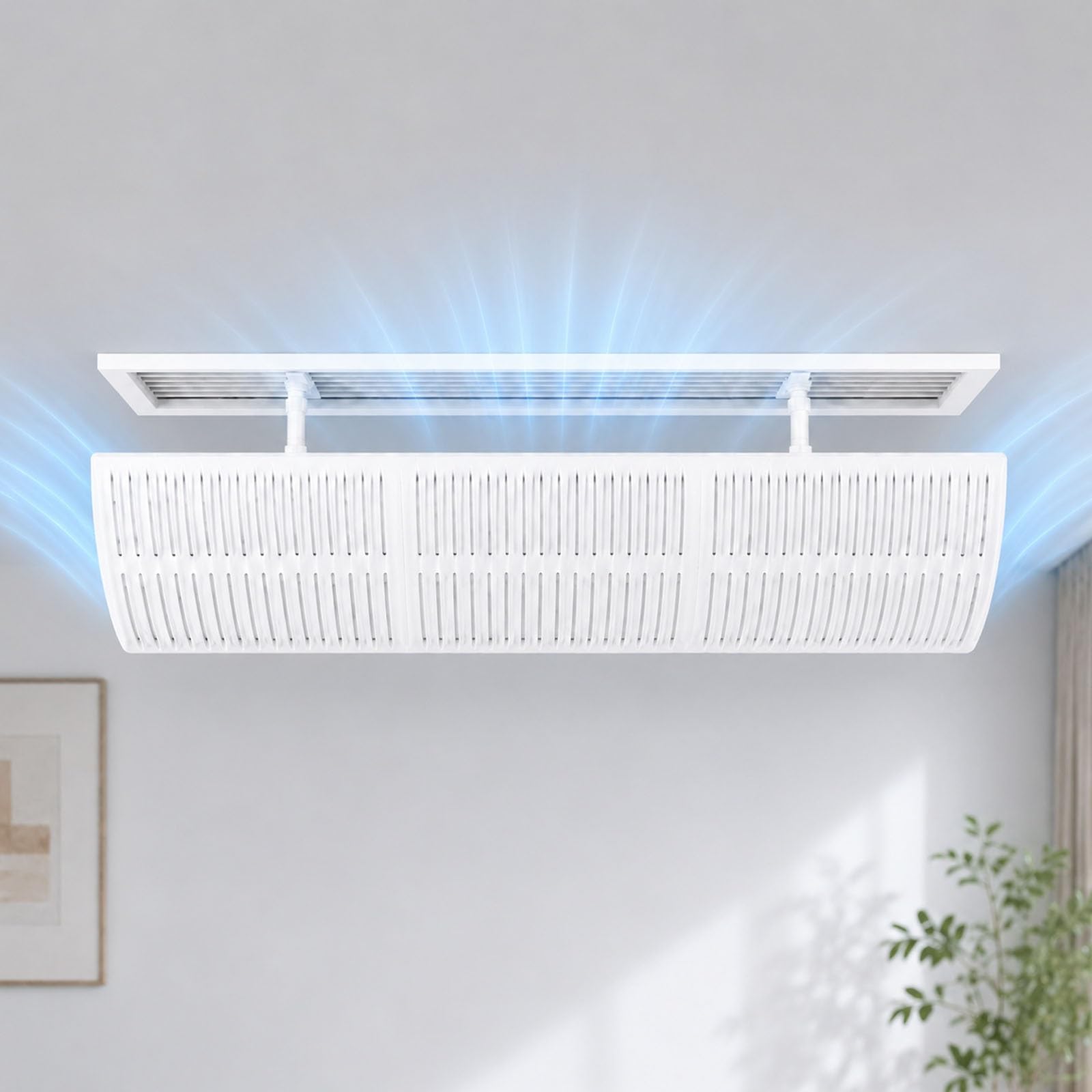 WAMJ AQDY AC Vent Deflector for Ceiling Registers, 180° Adjustable Airflow Redirector, Hook-On Air Conditioner Deflector for Home HVAC Vents(35in/90cm)