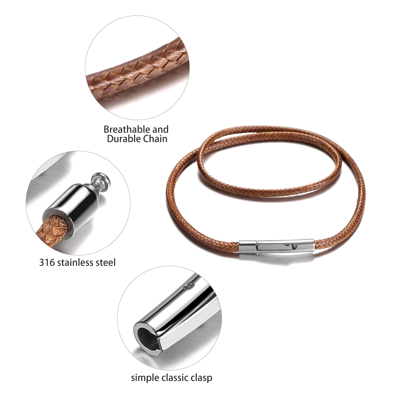 Collana Cuoio Uomo e Donna Cordoncino per Collane 2/3mm Nero/Marrone Intrecciata Pelle Sintetica Catena Choker Ricambio Per Cindolo con Chiusura in Acciaio Inossidabile 41-76cm