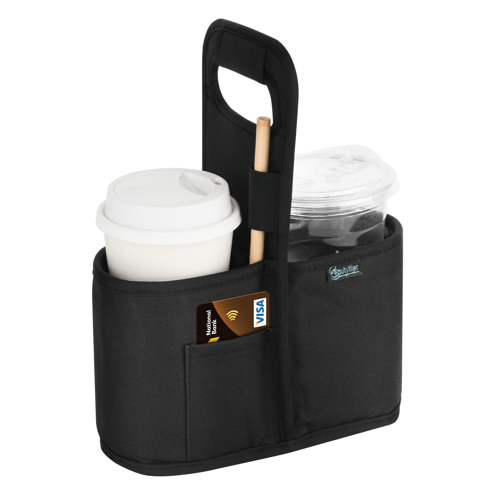 Beautyflier Portabebidas con asa para Entrega, Reutilizable, Aislado, portátil, 2 portavasos con asa, Organizador para Bebidas frías y Calientes