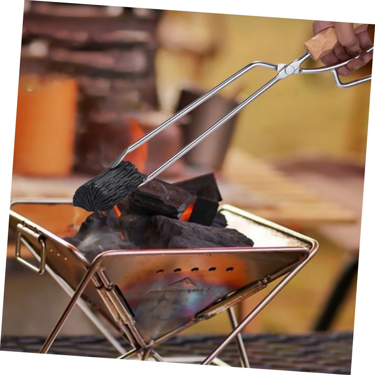 Stalowe Szczypce Do Węgla Drzewnego Bbq Praktyczny Zacisk Do i Drewna Trwałe Szczypce Ze Stali Nierdzewnej Zewnątrz i Imprez