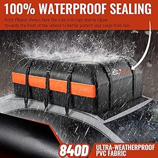 Car Rooftop Cargo Carrier Bag, 21 Cubic Feet 100% Waterproof Heavy Duty 840D Car Roof Bag for All Vehicle with/Without Racks - Anti-Slip Mat, 6 Door Hooks, Storage Bags, 2 Extra Straps, Luggage Lock