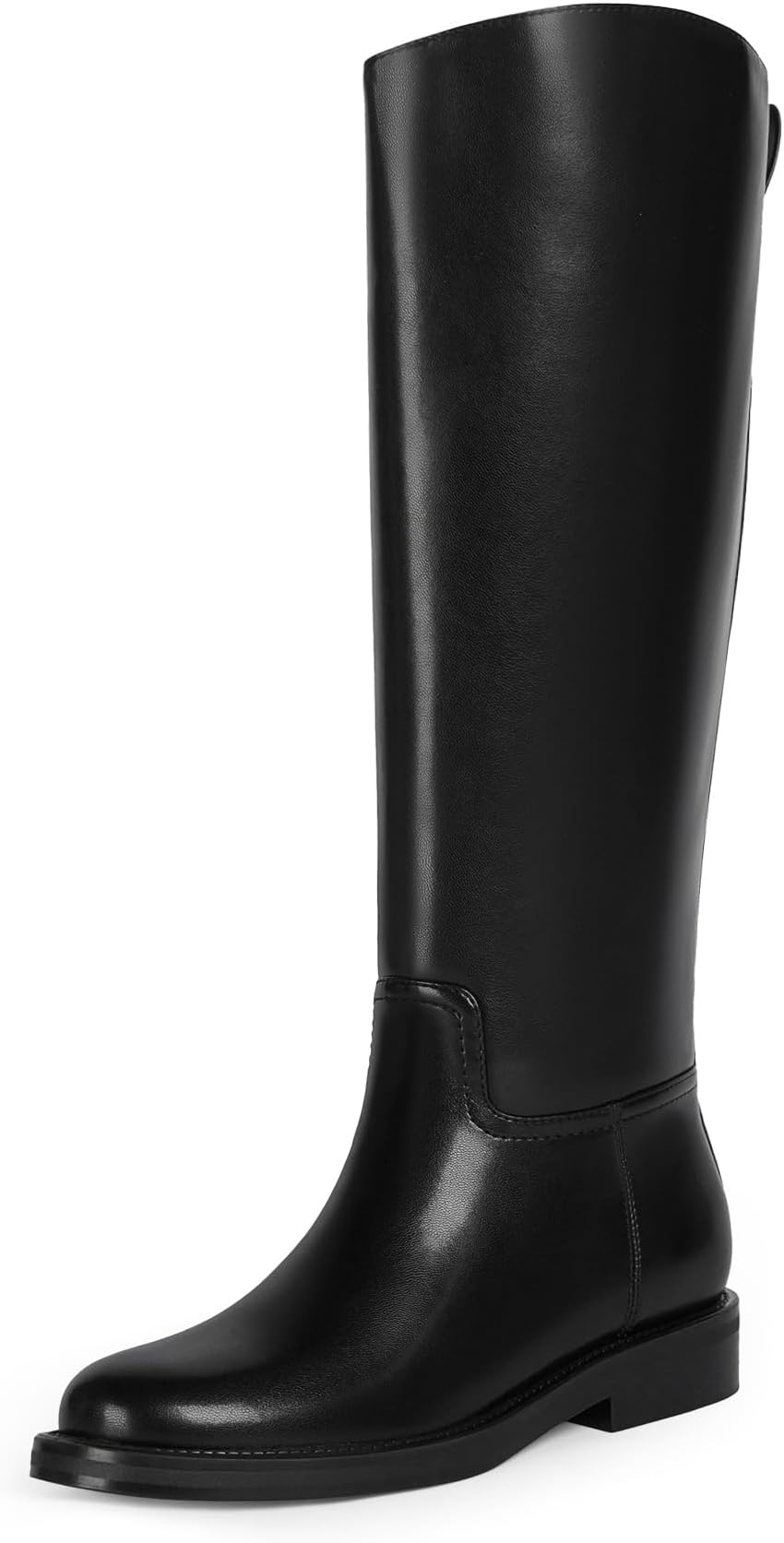 Knee High Boots for Women Flat Round Toe Chunky Low Heels Tall Long Riding Boots