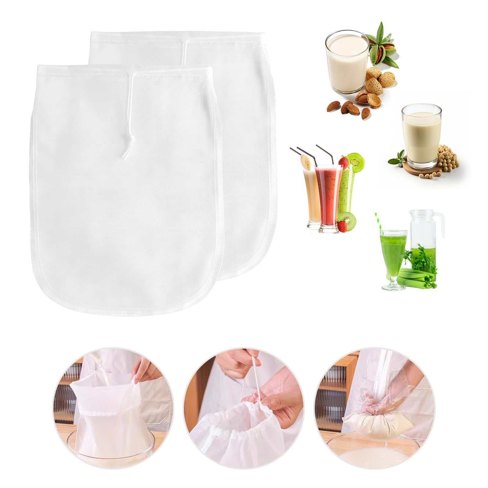 Sac Fromage Maison Lot De 4 Sacs Lait Noix Nylon 20x30cm - Filtre Réutilisable Pour Fromage Et Jus Maison Passoire Lait Noix