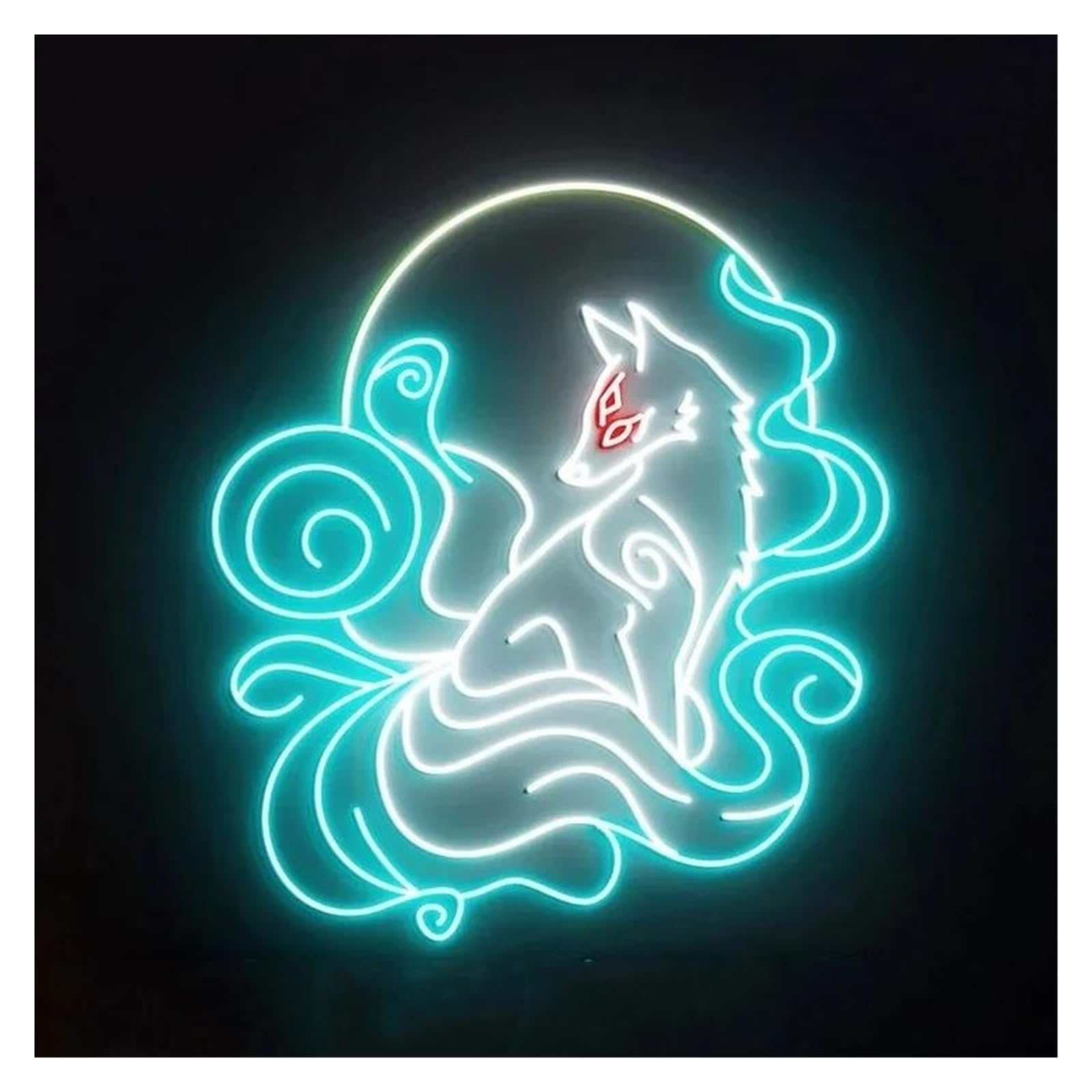 Lemst B Signs Lamp Nine Tailed Fox Neon Sign Light Dimmable Us Powered For Party Kids Edroom Anquets Ar Fox Wall Art Decor 40Cmx36cm(B)