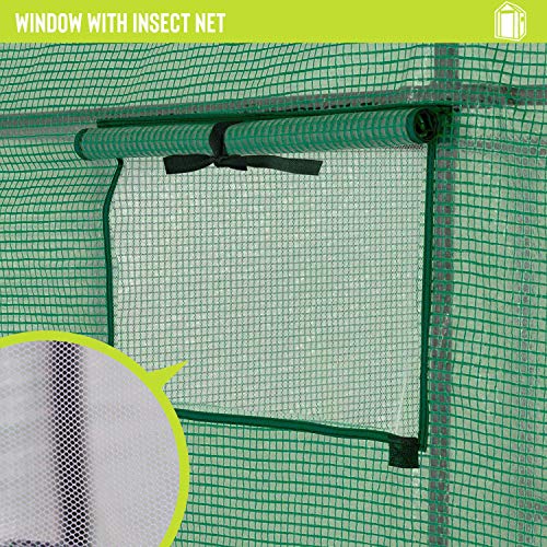 Deluxe Green House 56" W X 56" D X 77" H,Walk In Outdoor Plant Gardening Greenhouse 2 Tiers 8 Shelves - Window And Anchors Include!(Green) #TOP2