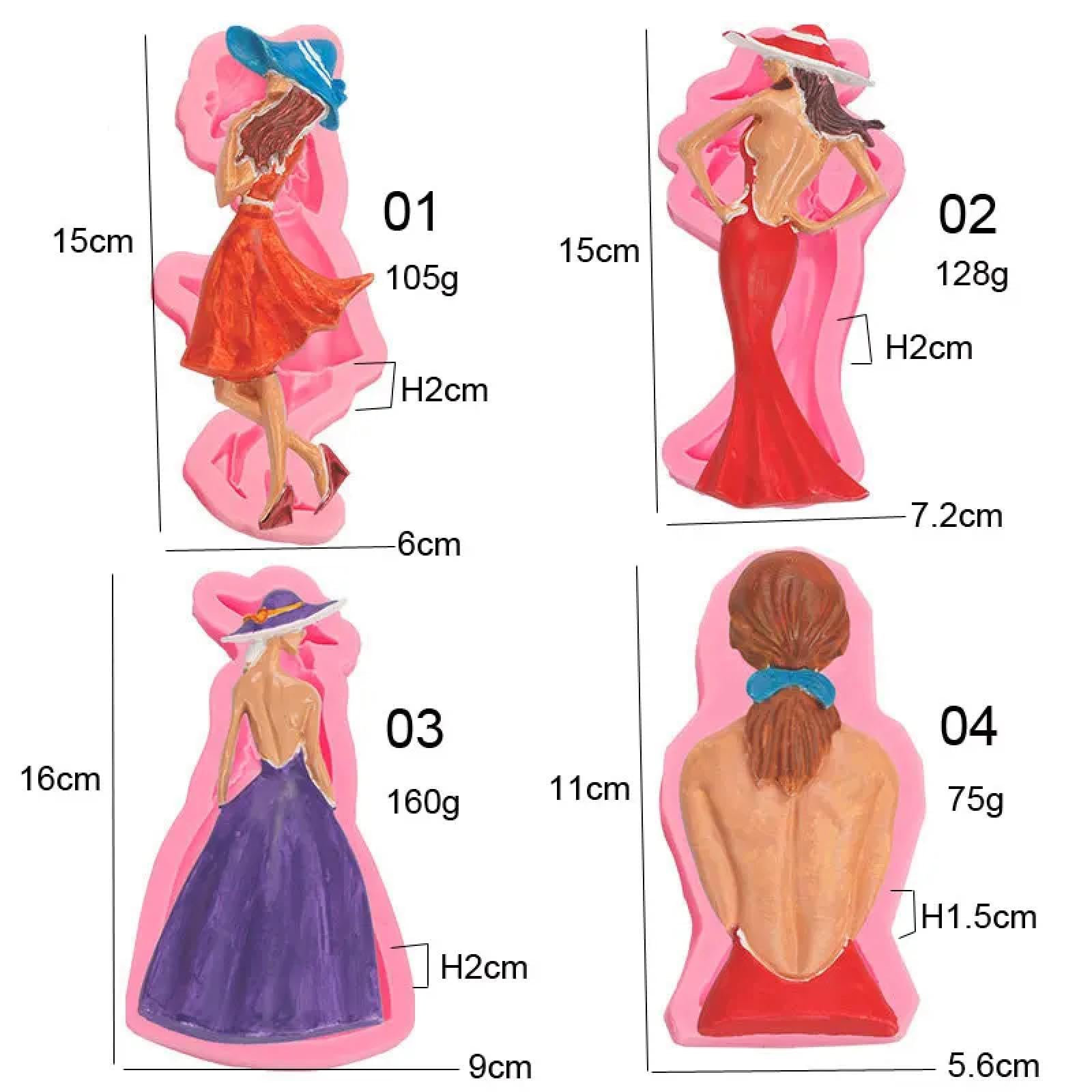 Moldes de resina epoxi, diseño de cabeza de niña con forma de cuerpo, molde de silicona para fondant, decoración de tartas, 16 x 9 x 2 cm