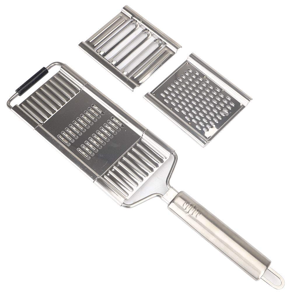 3 in 1 Handheld Mandolin Slicer + Vegetable/Fruit Shredder + Food Mandoline Cutter Grater with Interchangeable Blade,Professional Mandoline Slicer,Potato French Fries Chips Cutter & Julienne Slicer