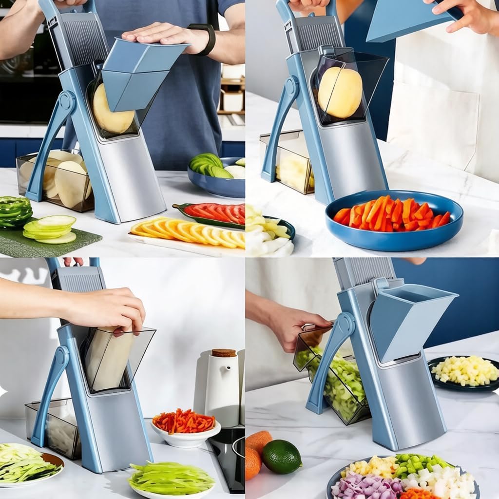 Sandyblo Multifunctional Vegetable Chopper,Mandoline Slicer, Food Chopper for Kitchen, Potato & Onion Slicer, Fry Cutter, Veggie Salad Dicer, Safe Food Prep Kitchen Tool