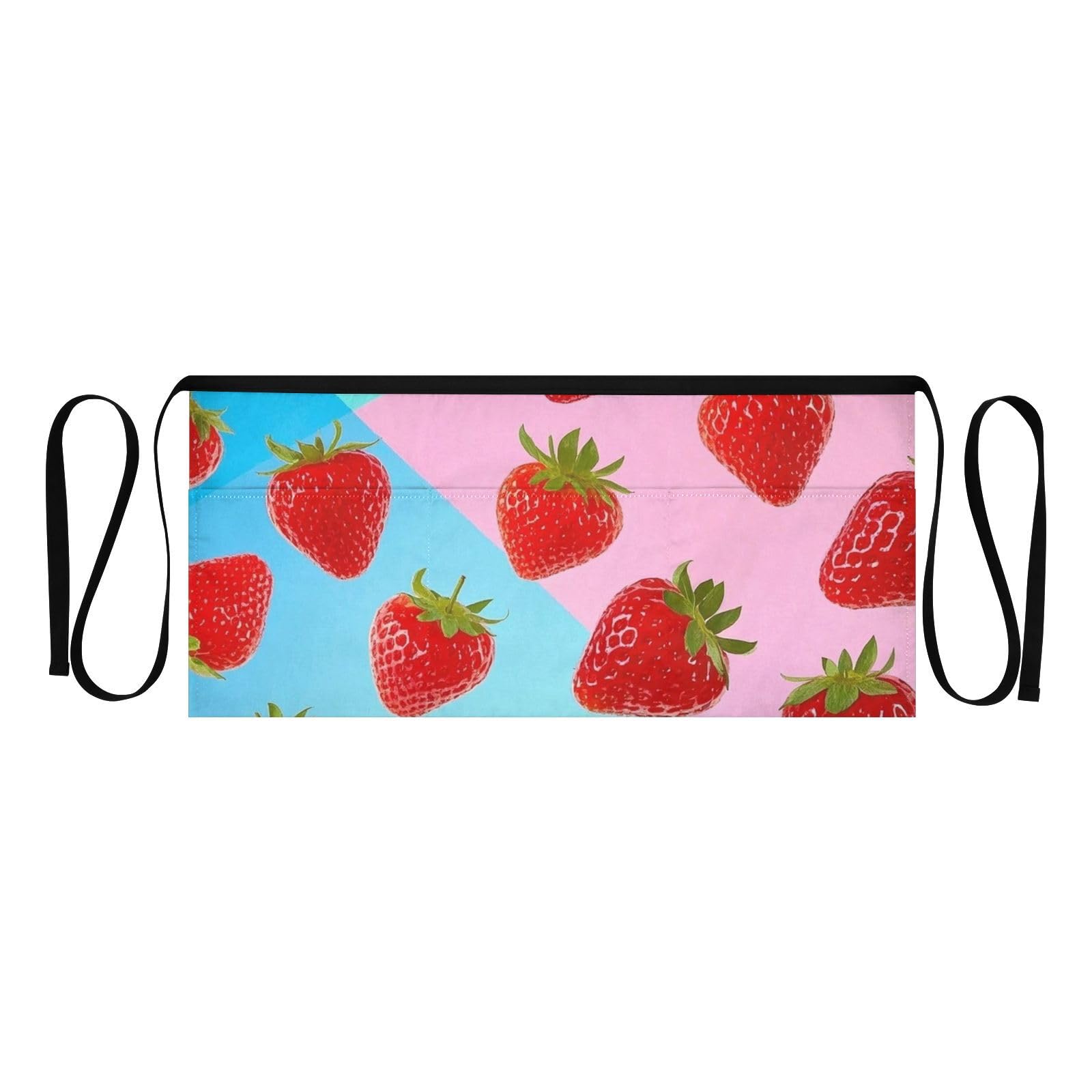 FASHON&FASCIN Server Apron with Pockets Waist Aprons Half Waitress Apron Strawberry Pattern for Gardening Restaurant,Multi20
