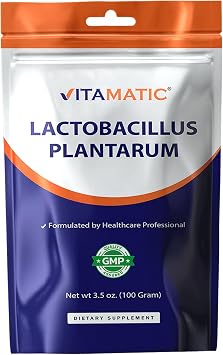 Vitamatic Lactobacillus Plantarum Probiotic Powder - Digestive Health Support - 100 Gram 3.5 OZ - 100 Servings