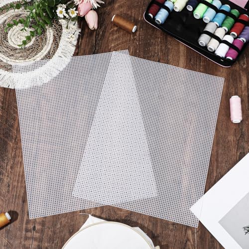 Image of 30 Pack Plastic Canvas Sheets 7 Count Plastic Mesh Canvas Sheets 10.5 x 13.5 Inch Cross Stitch Needlepoint Mesh Grid Sheet for Embroidery, Acrylic Yarn Crafting, Knit and Crochet Projects
