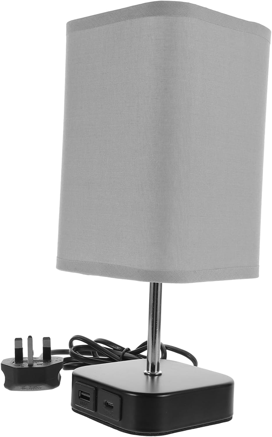 DOITOOL Smart Bedside Lamp Office Lamp Light Table Lamp with Charging Station Night Light LED Lamp Small Table Lamp Desk Lamp Rechargeable Table Lamp Nightstand Lamp USB Lamp Plastic Grey