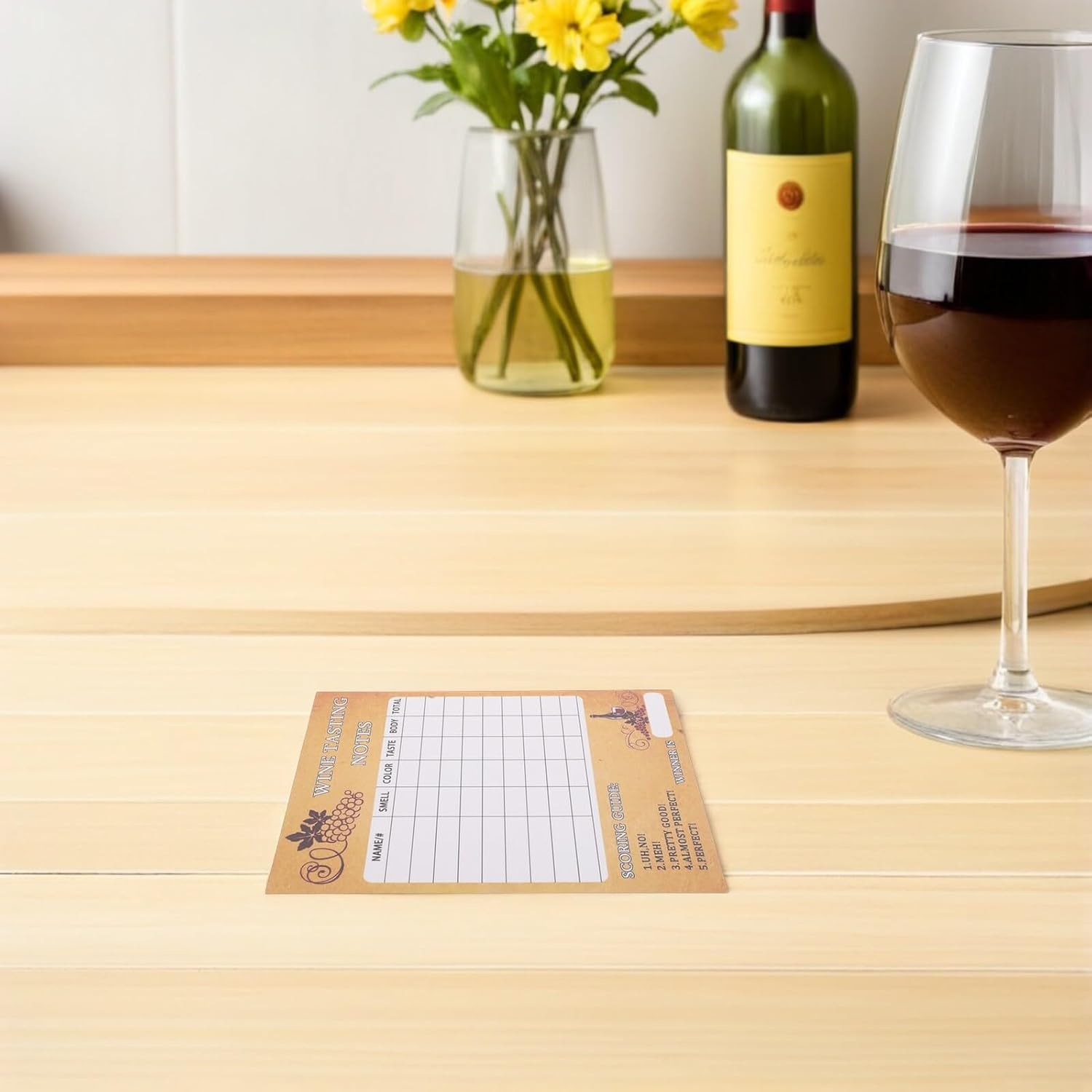 MAGICLULU 30pcs Wine Tasting Scorecards with Aroma Notes and Rating Template Brown Paper Wine Evaluation Cards and Party Supplies