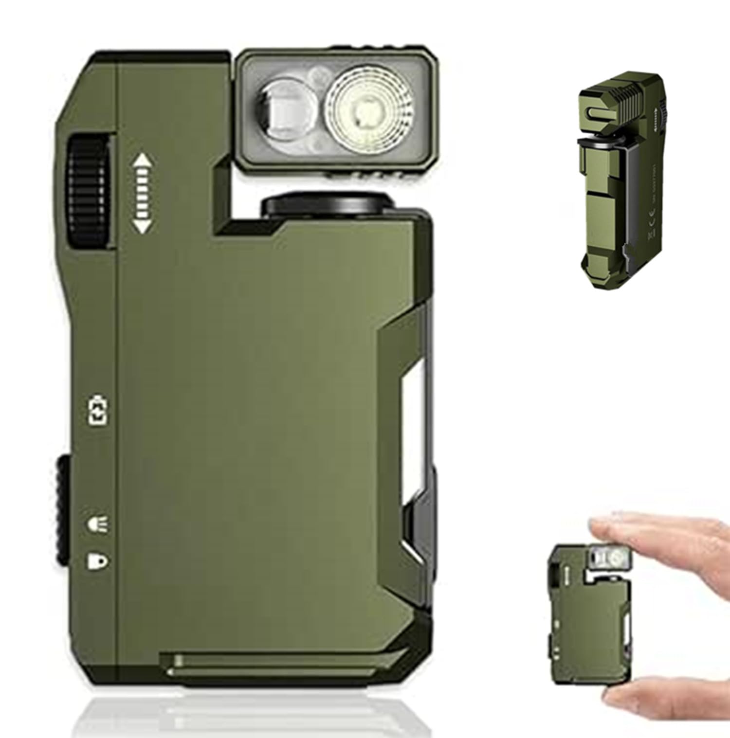 Flashlight Rechargeable, 3 Modes 400 Lumens EDC Dual Light Flashlight with RGB, IP68 Waterproof, 180° Rotation Magnetic Keychain Flashlight, for Outdoor Emergency (Green)