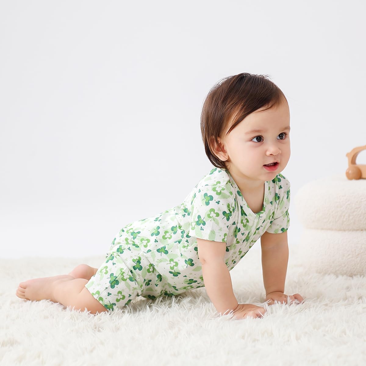 Bafeicao Baby 2 Pack Bamboo Viscose Sleeper Romper Soft Ribbed Short Sleeve 2 Way Zipper Summer Pajamas Clothes - Image 5