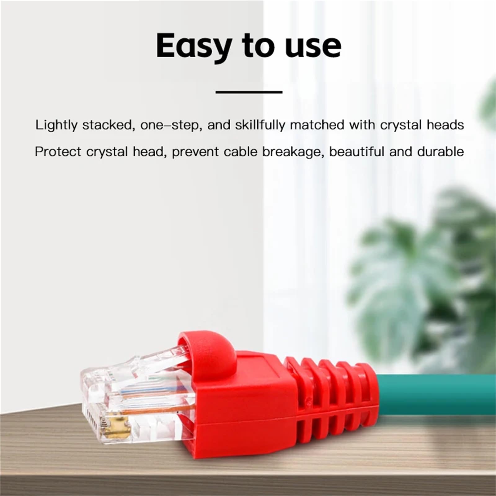 Osłony wtyczek kablowych RJ 45, 300 szt., osłona wtyczki złącza sieciowego Ethernet CAT5E CAT6 RJ45, odciążająca, kryształowa głowica ochronna