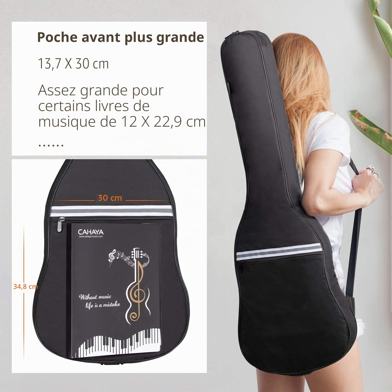CAHAYA Housse pour Guitare électrique, Gig Bag rembourré de qualité supérieure avec Bandes réfléchissantes Sac à Dos rembourré Etui Souple Noir pour Guitare P