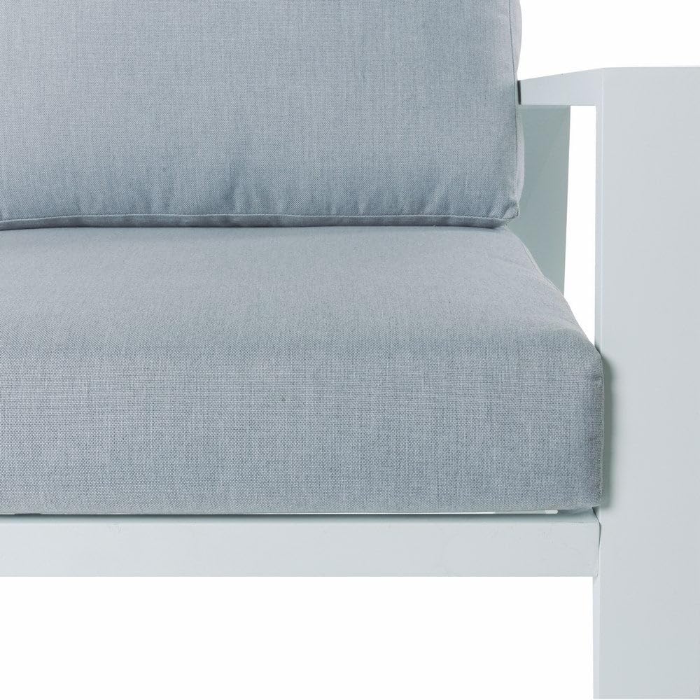 LOLAhome Sofá rinconera de jardín, de Aluminio, 195x195x73 cm, diseño Elegante, Ligera y Resistente. Cojines desenfundables con Tratamiento hidrófugo - Colección Thais (Blanco)