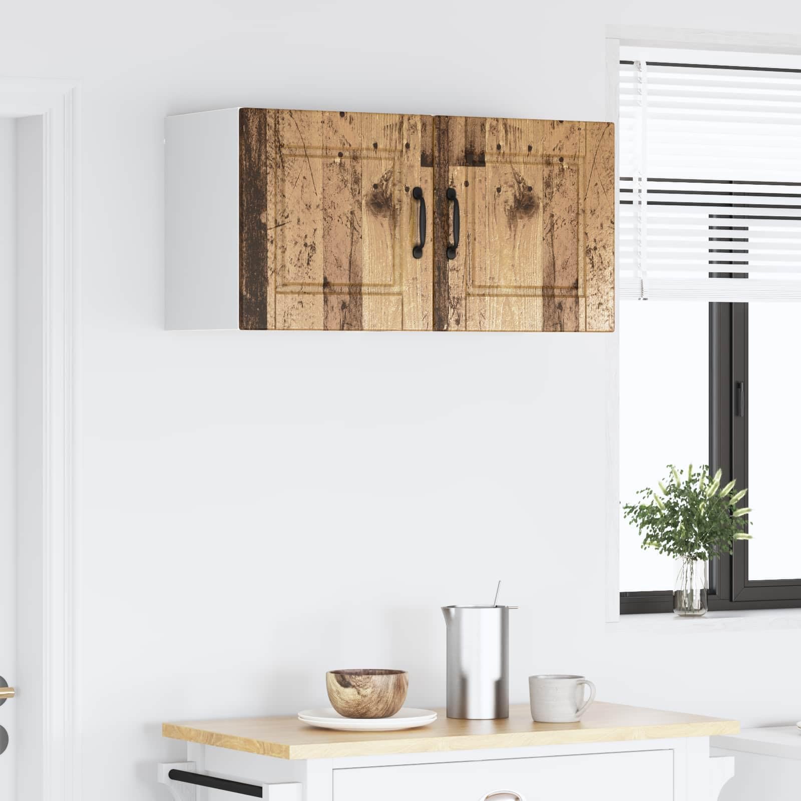 Juego de 2 armarios de pared con aspecto de madera envejecida