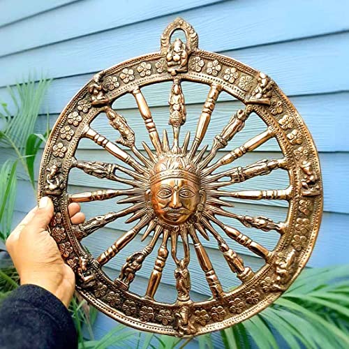 Image of Apka Mart The Online Shop Sun Chakra Wall Hanging Metal (15 Inch | Copper) for Wall Decor, Home Decor, Room Decor, Vastu and Gifts
