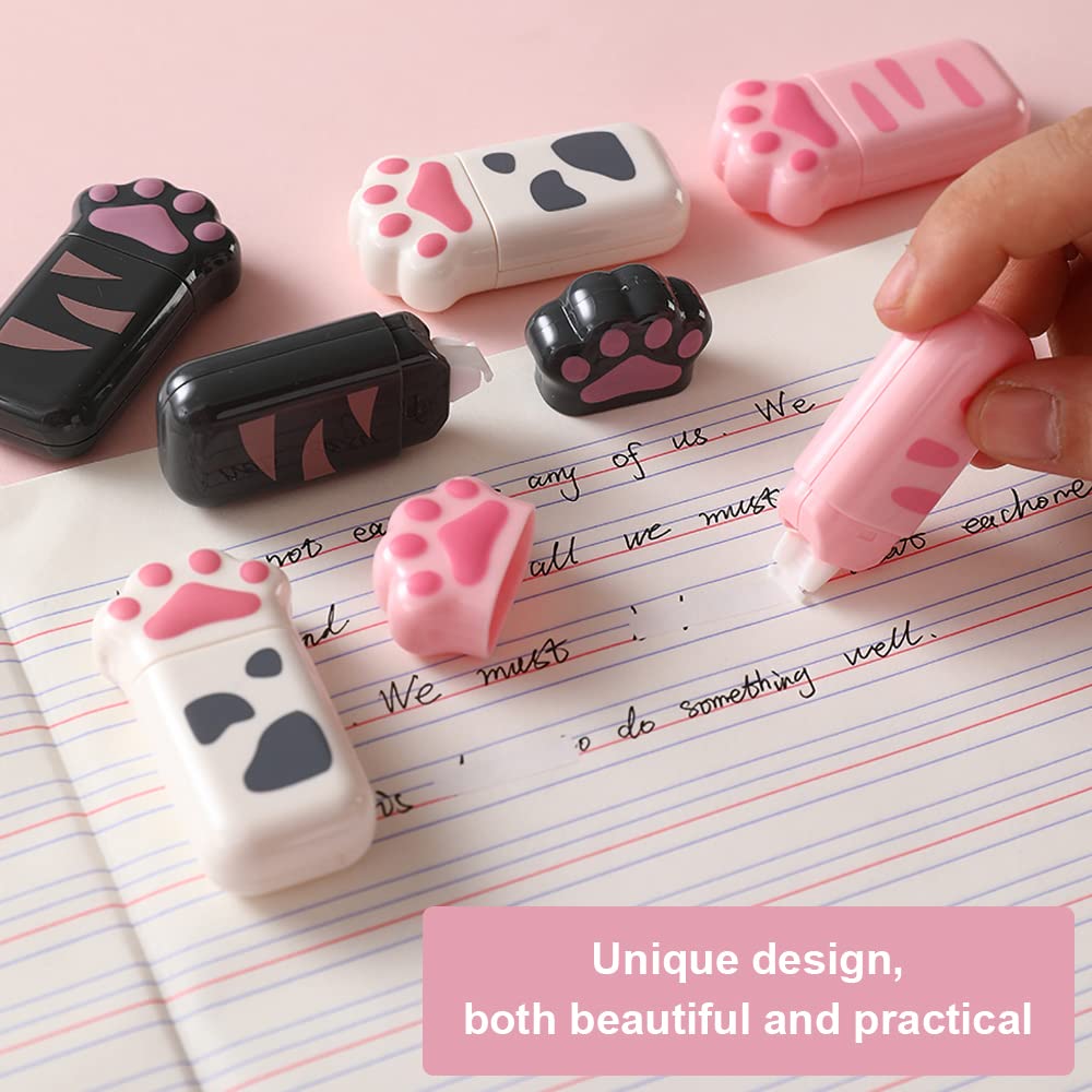 Ruban Adhésif Correction 3 Rubans Correcteurs Chat Mignons - 6m X 5mm - Forme Griffe De Chat - Pour école Et Bureau Correcteur Mignon Enfant