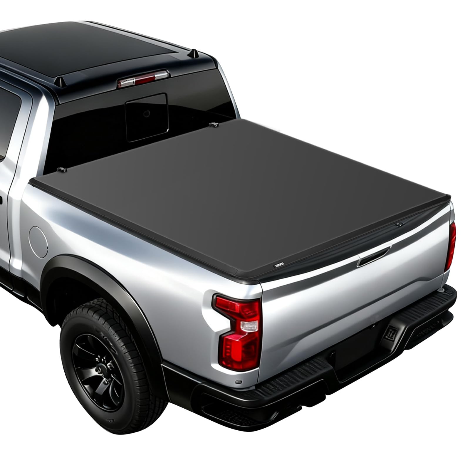 VEVOR Soft Quad-Fold Truck Bed Tonneau Cover, Compatible with 2019-2024 Dodge Ram 1500 (Incl. Classic & New) 6.4 ft (76 in) Bed Without Rambox, Split Tailgate, Waterproof Folding Truck Tonneau Cover