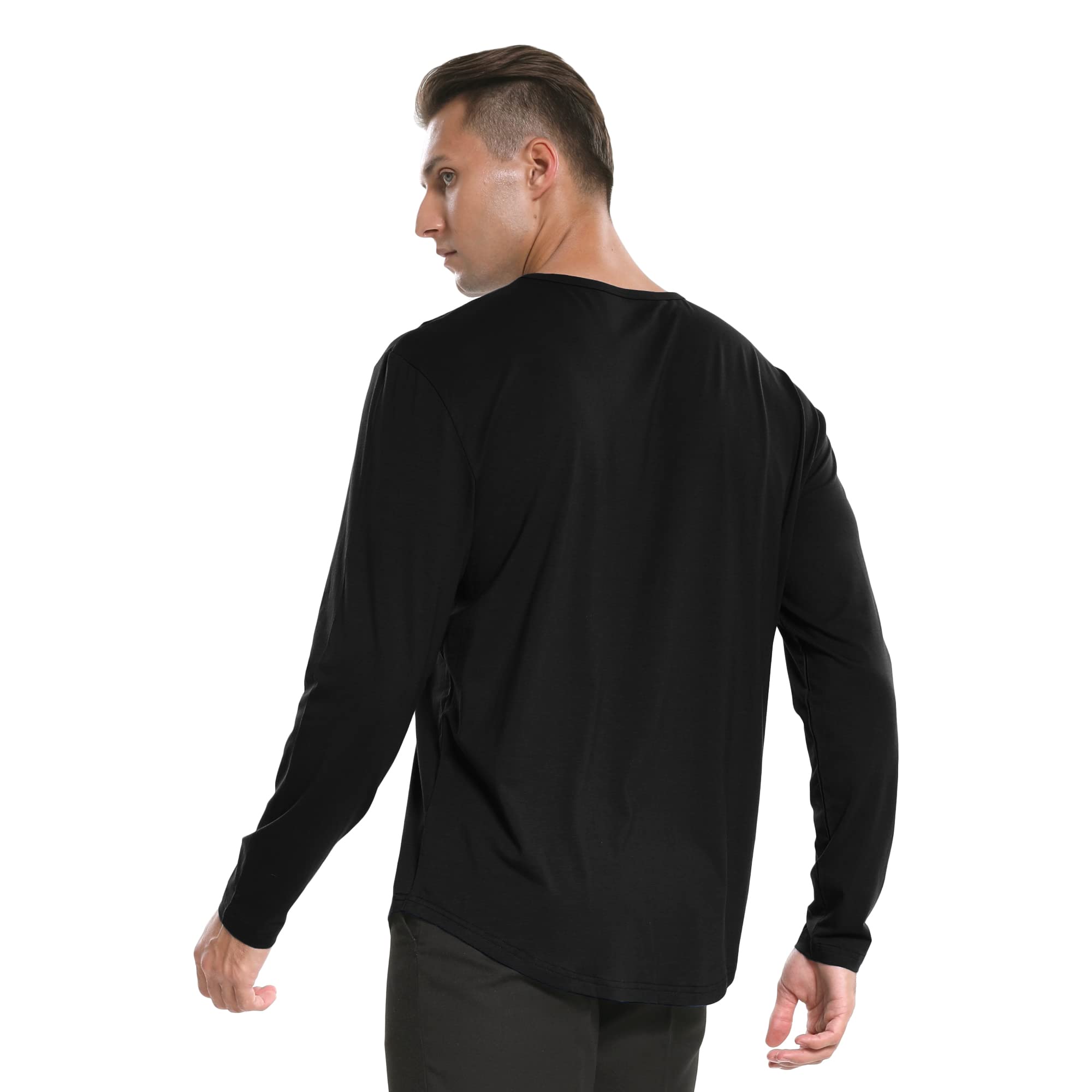 netdraw - Camiseta de bambú Ultra Suave para Hombre, con Dobladillo Curvo, Ligero y refrescante, Manga Larga y Corta