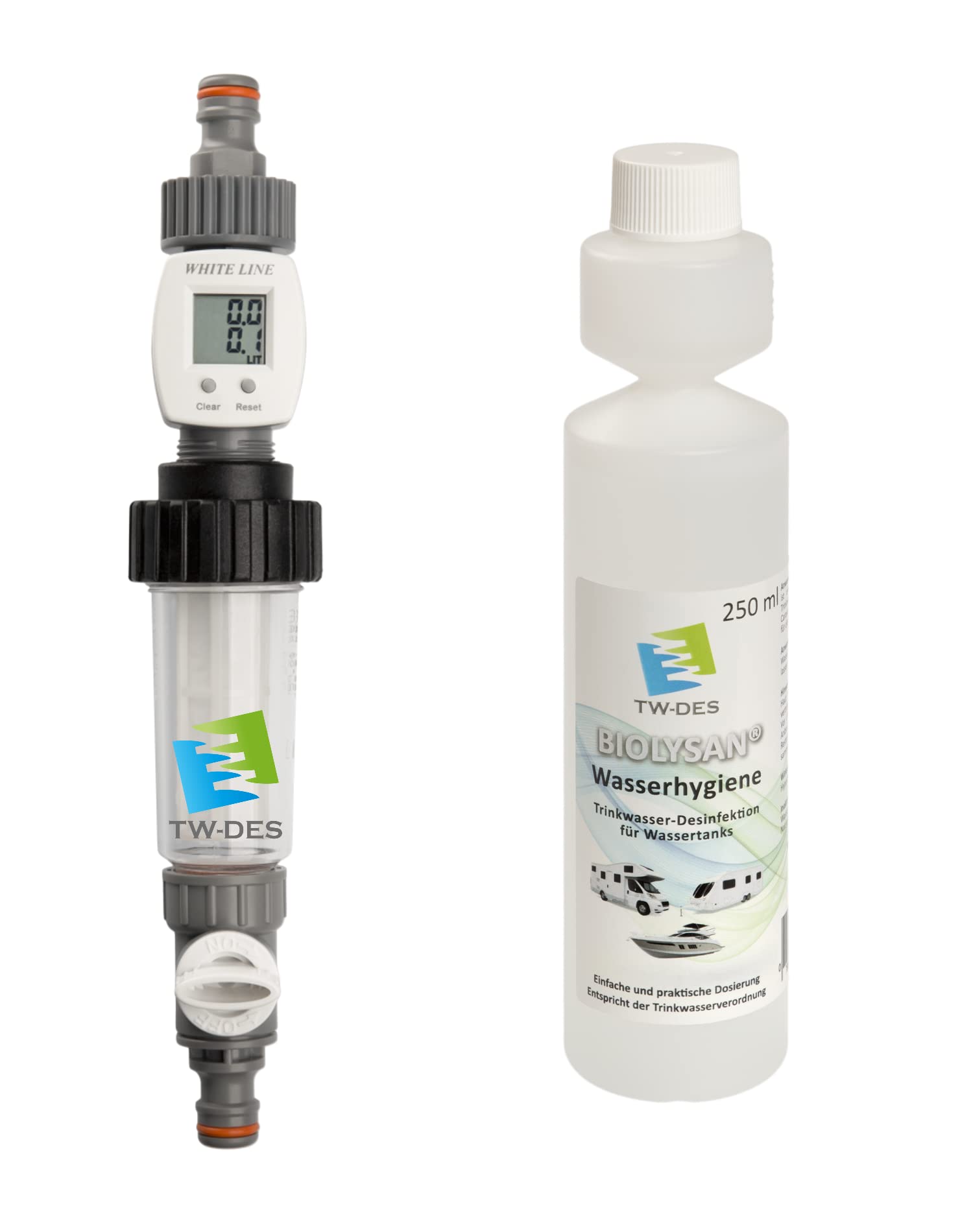 Original Befüllfilter "COMFORT" mit Wasseruhr inkl. Wasserhygiene für Wohnmobil, Caravan, Boot