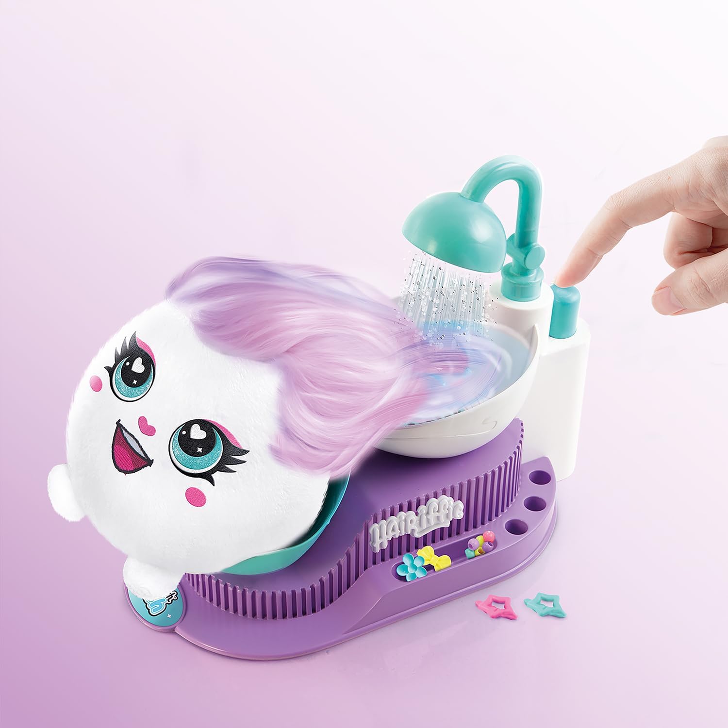 Canal Toys - Airbrush Plush - Hair'iffic Hairdressing Salon - Dye, Wash & Style Soft Toy - Electronic Airbrush Hair Dryer - 20 Accessories + Spray Bottle - Creative Game from 6 Years - AIR 044
